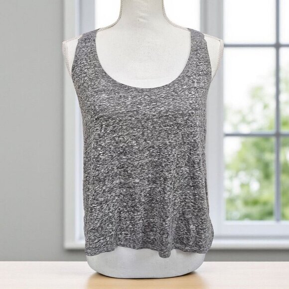 Hollister ✦ Scoop Neck Lace-Back Tank Top ✦ Heather Gray Cotton Blend L - Picture 2 of 10